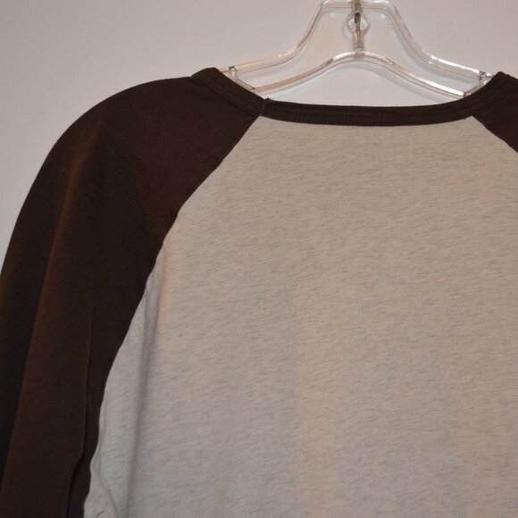 OLD NAVY Cotton Indonesia Brown Cream Long Sleeves Raglan T-Shirt Uni-sex Large - Picture 4 of 6